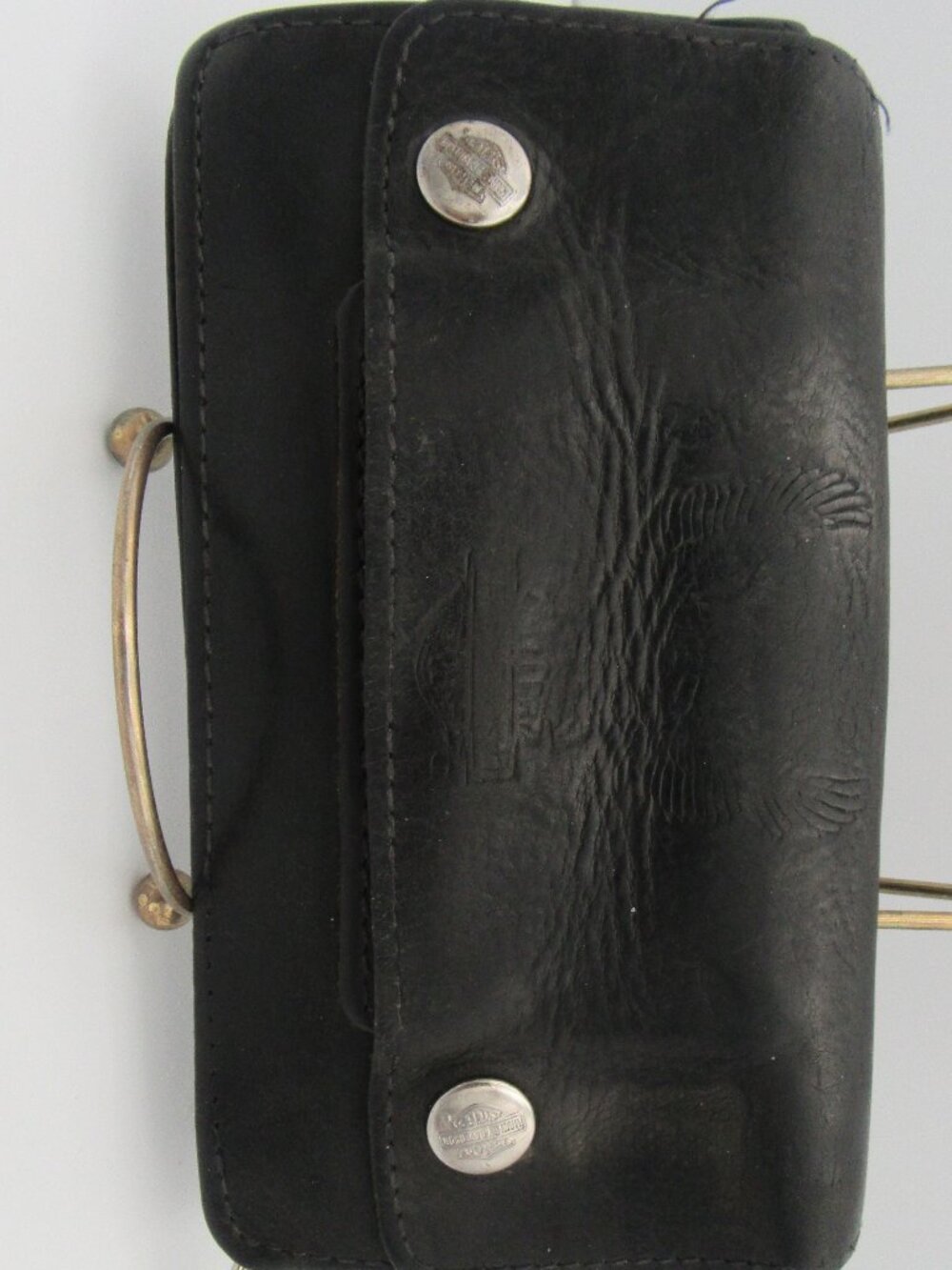 Vintage Harley Davidson Black Leather 3 Pocket Wallet - No Chain